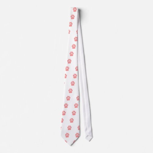 Pink Paw Print With Hearts Tie