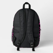 Pink Paw Prints Black Printed Backpack (Back)