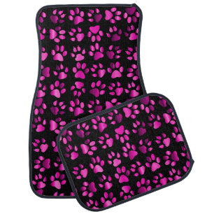 Pink paw prints car floor mat