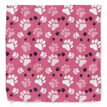 Pink Paw Prints | Dog Bandana by KaleenaRae at Zazzle