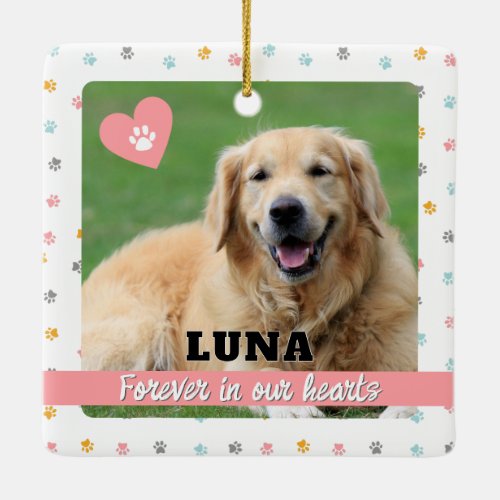Pink Paw Prints Dog Pet Memorial Ornament Gifts