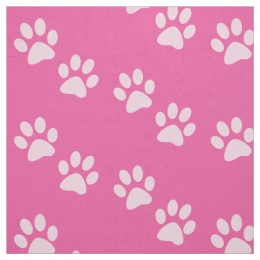 Paw prints rose pink - tiny scale Fabric