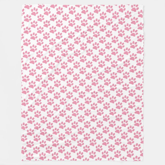 Pink Paw Prints Fleece Blanket (Front)