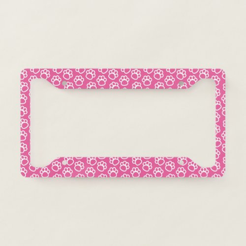 Pink Paw Prints License Plate Frame