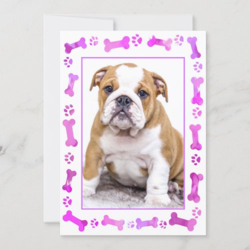 Pink Paw Prints New Pet Dog Puppy Shower Invitation