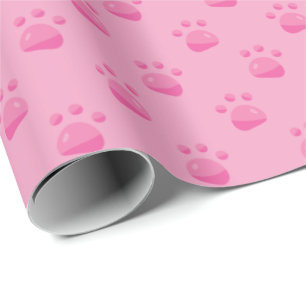 Pink Paw Prints Pattern Any Background Wrapping Paper