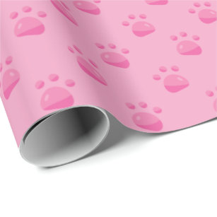 Pink Paw Print Wrapping Paper Sheets
