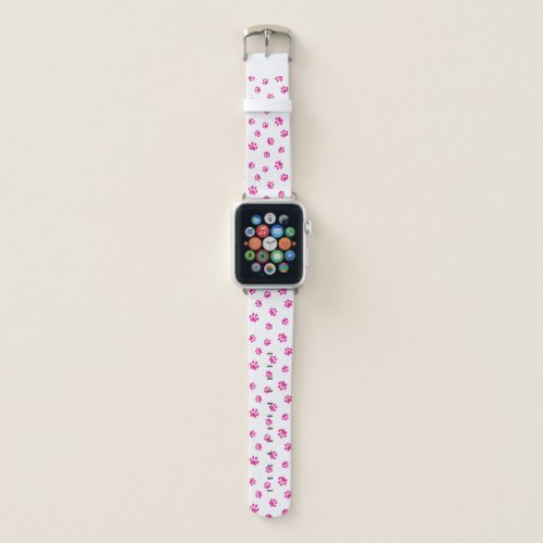 Pink Paw Prints Pattern Apple Watch Band