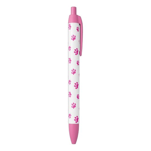 Pink Paw Prints Pattern Blue Ink Pen