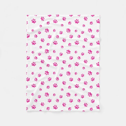 Pink Paw Prints Pattern Fleece Blanket