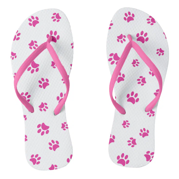 Pink Paw Prints Pattern Flip Flops Zazzle