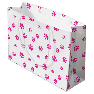 Wraps Paw Print Plastic Gift Bags, Rose 5x3x8, 200 Pack, 3 Mil