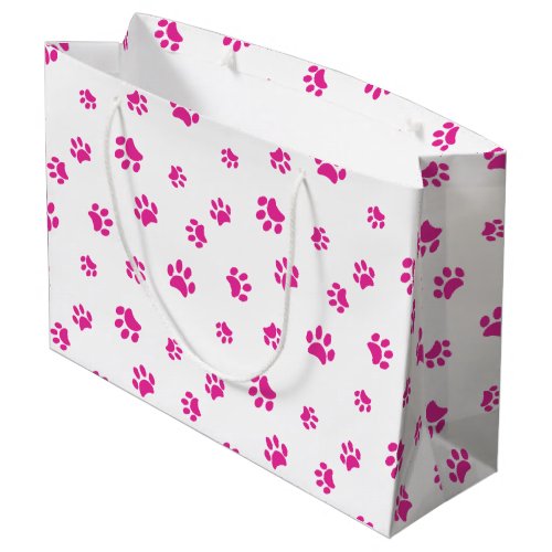 Pink Paw Prints Pattern Large Gift Bag