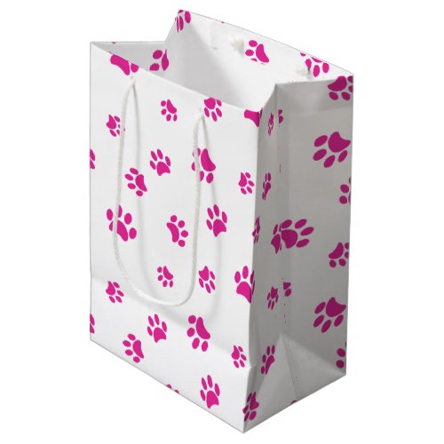 Pink Paw Prints Pattern Medium Gift Bag