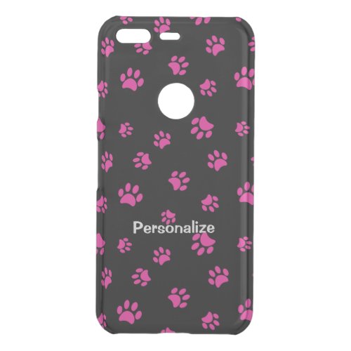 Pink Paw Prints Pattern on Black Uncommon Google Pixel Case