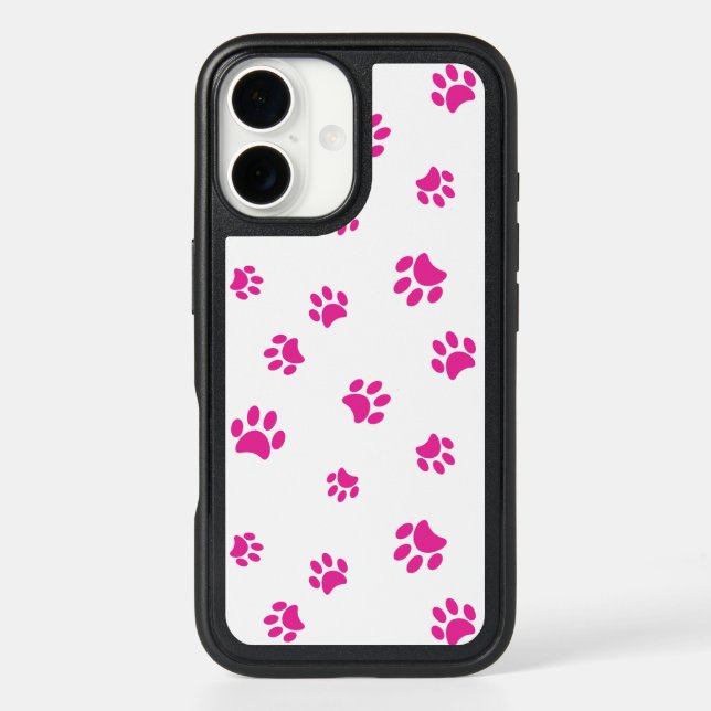 Pink Paw Prints Pattern Otterbox iPhone Case (Back)