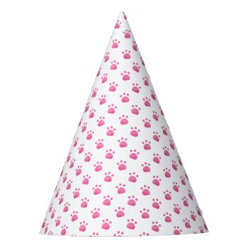 Pink Paw Prints Pattern Party Hat by DesignedwithTLC at Zazzle