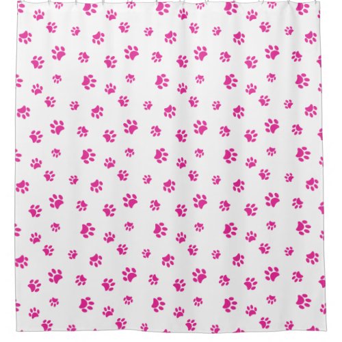 Pink Paw Prints Pattern Shower Curtain