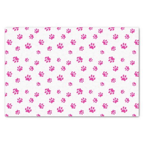 Pink Paw Prints Pattern Tissue Paper