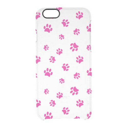 Pink Paw Prints Pattern Clear iPhone 66S Case