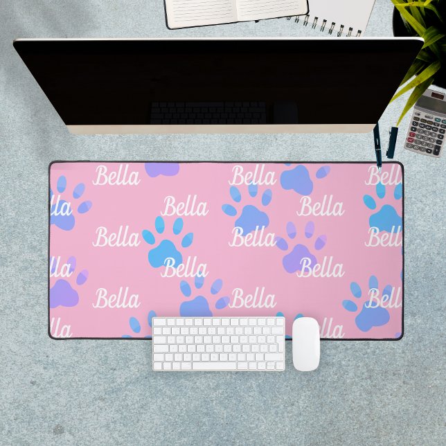 Pink Paw Prints Personalized Dog Name Desk Mat (Pink Paw Prints Personalized Dog Name Desk Mat
)