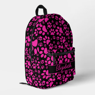Pink Paw Prints Personalized Printed Backpack