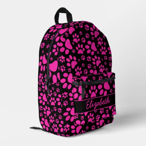 Pink Paw Prints Personalized Printed Backpack