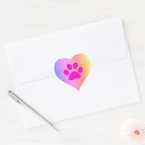 Pink Paw Prints Rose Gold Glitter Holiday Cute Heart Sticker