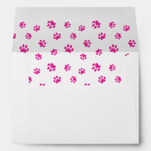 Pink Paw Prints with Name and Address Envelope