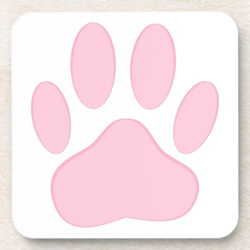 Pink Pawprint Beverage Coaster