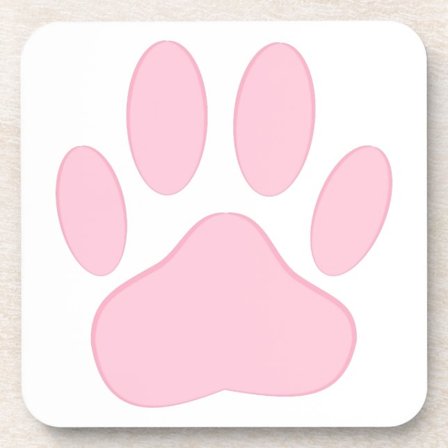 Pink Pawprint Beverage Coaster (Front)