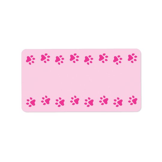 Pink pawprint border pet dog or cat cute blank label | Zazzle