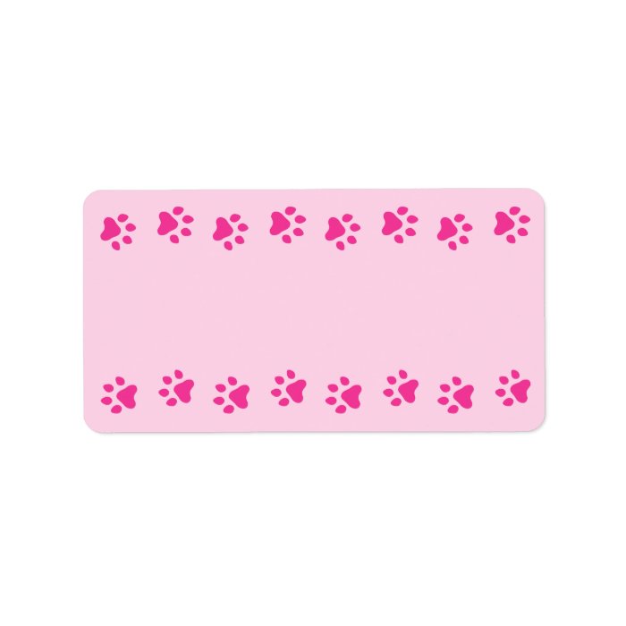 Pink pawprint border pet dog or cat cute blank labels