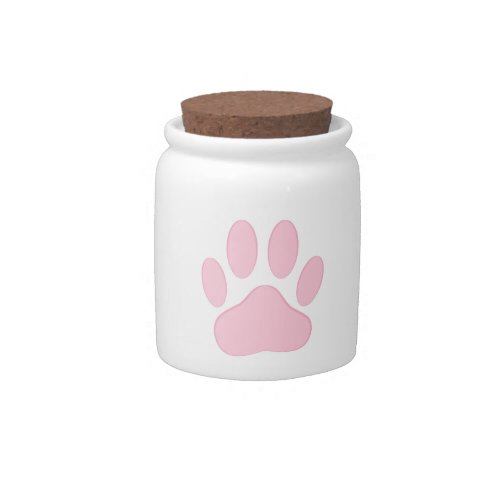 Pink Pawprint Candy Jar