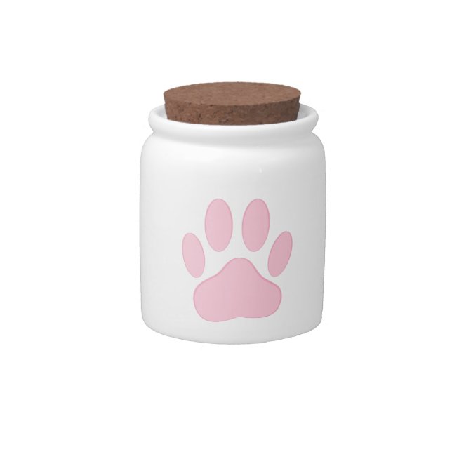 Pink Pawprint Candy Jar (Front)