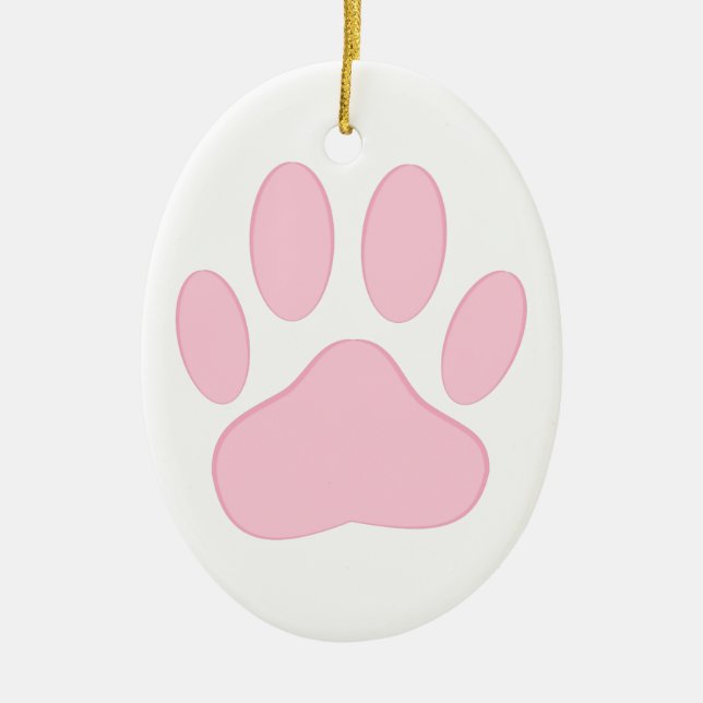 Pink Pawprint Ceramic Ornament (Front)