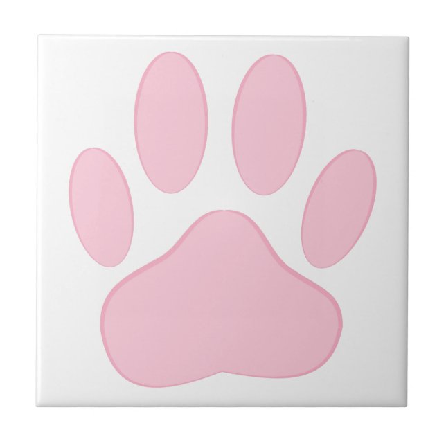 Pink Pawprint Ceramic Tile (Front)