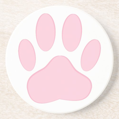 Pink Pawprint Drink Coaster