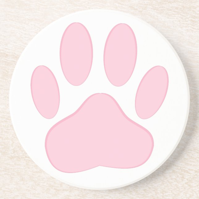 Pink Pawprint Drink Coaster (Front)