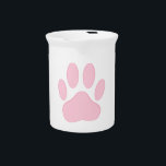 Pink Pawprint Drink Pitcher<br><div class="desc">Pink cartoon dog pawprint, </div>