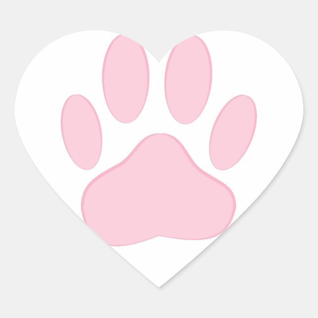 Pink Pawprint Heart Sticker (Front)
