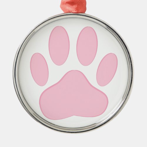 Pink Pawprint Metal Ornament