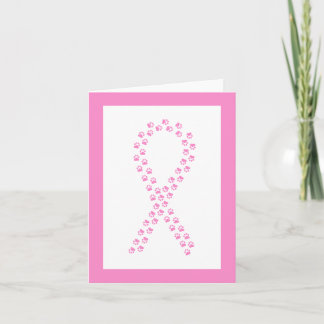 Pink Pawprint Ribbon Greeting Card