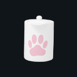 Pink Pawprint Teapot<br><div class="desc">Pink cartoon dog pawprint, </div>