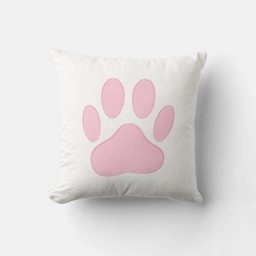 Pink Pawprint Throw Pillow