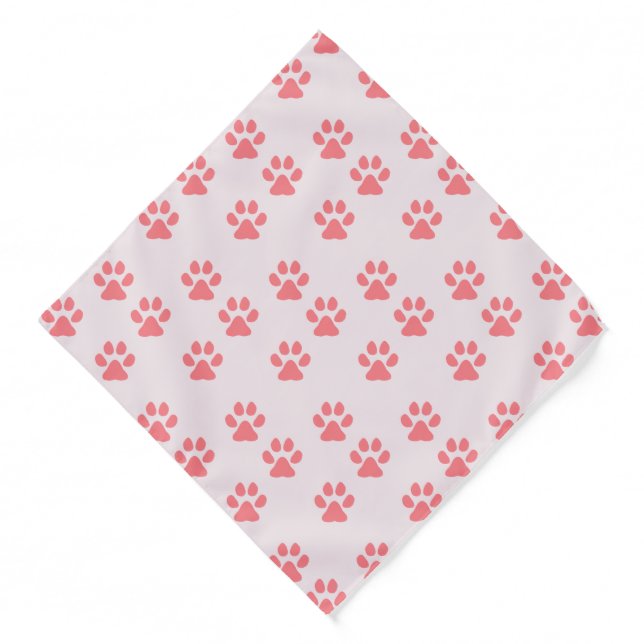 Pink Pawprints Dog Bandana (Front)