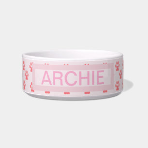 Pink Pawprints Dog Bowl