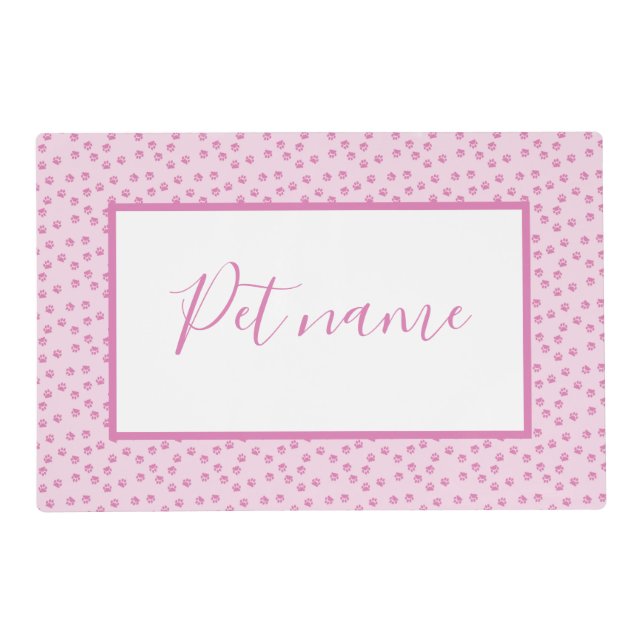 Pink pawprints placemat (Front)