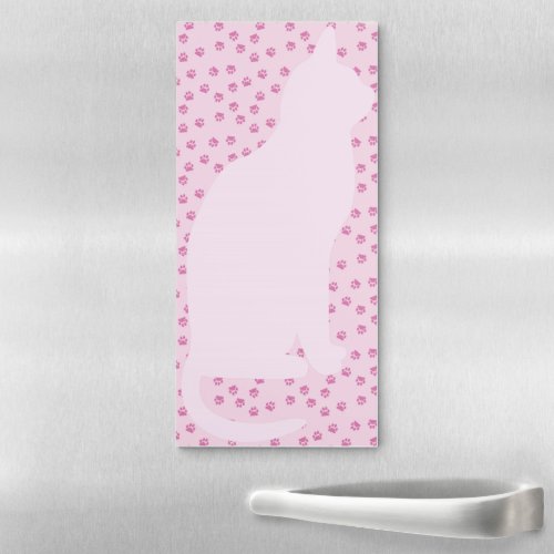 Pink paws and cat magnetic notepad