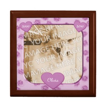 Pink Paws And Hearts Pet Memorial Keepsake Box by sfcount at Zazzle